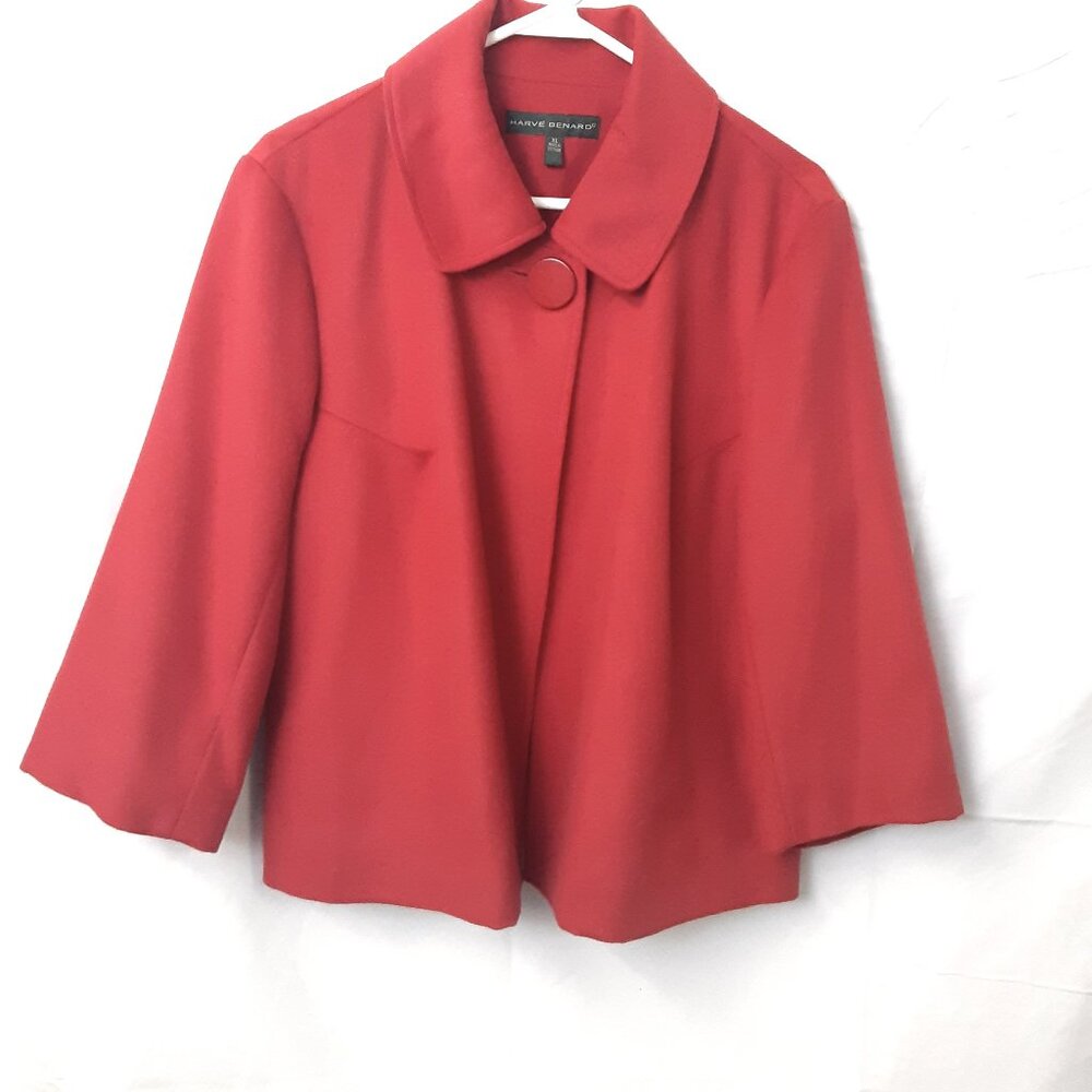 Harve' Vernard Jacket XL Burgandy Long Sleeve 1 Lg Button Closure, Spots shown